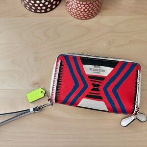 Coach Fire Dance Southwest Tribal Leather Double Zip Wallet